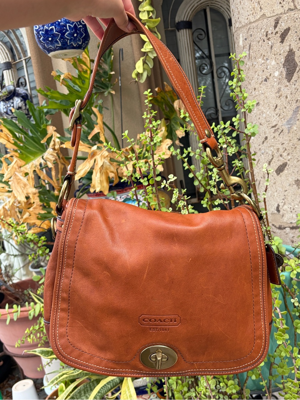 Coach Leather Shoulder Bag in Chestnut Tan